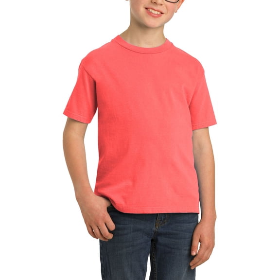 JustBlanks Youth Garment Dyed Beach Wash Soft Cotton Crew Neck Short Sleeves T Shirt