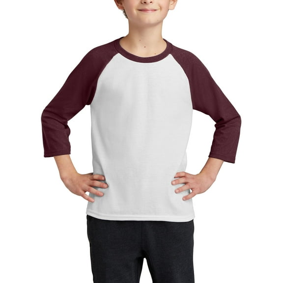 JustBlanks Youth 3 4 Sleeve Raglan T Shirt Cotton Polyester Blend Crewneck Baseball Tee