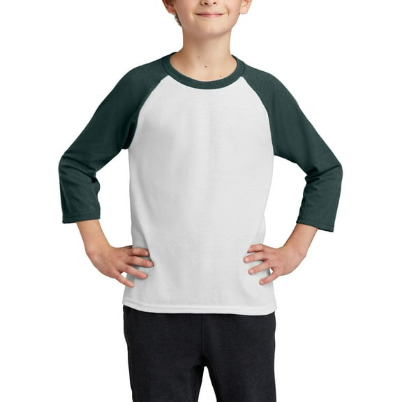 JustBlanks Youth 3 4 Sleeve Raglan T Shirt Cotton Polyester Blend Crewneck Baseball Tee