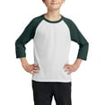 thumbnail image 1 of JustBlanks Youth 3 4 Sleeve Raglan T Shirt Cotton Polyester Blend Crewneck Baseball Tee, 1 of 1