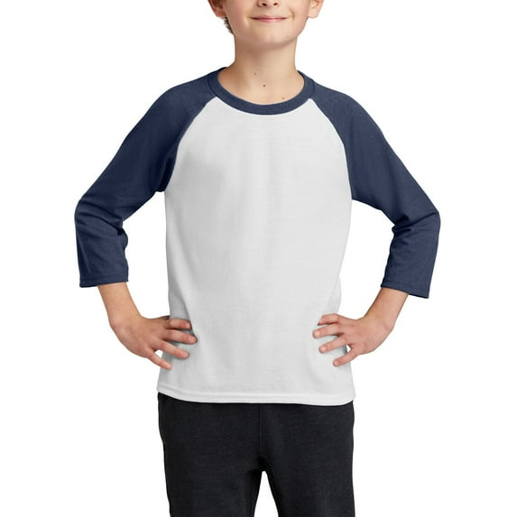 JustBlanks Youth 3 4 Sleeve Raglan T Shirt Cotton Polyester Blend Crewneck Baseball Tee