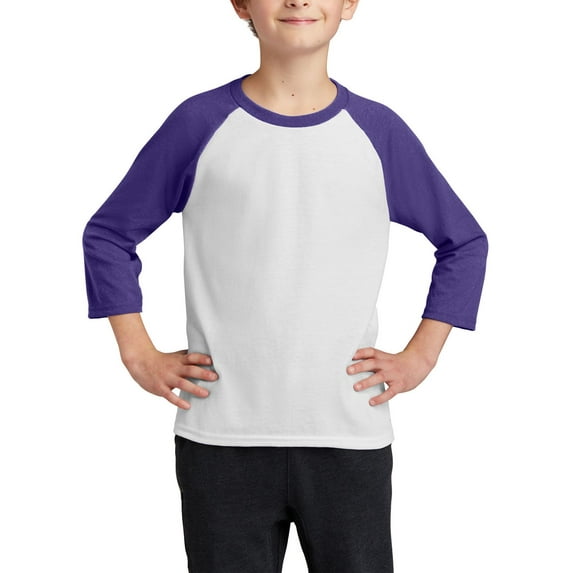 JustBlanks Youth 3 4 Sleeve Raglan T Shirt Cotton Polyester Blend Crewneck Baseball Tee