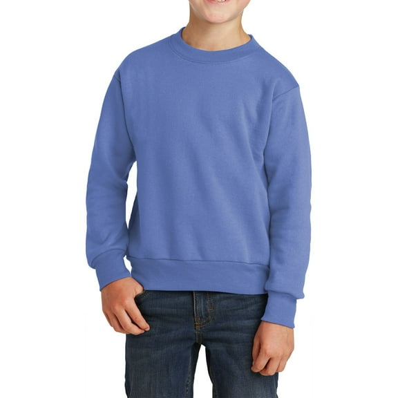 JustBlanks Youth Core Fleece Crewneck Long Sleeve Ribbed Collar Sweatshirt