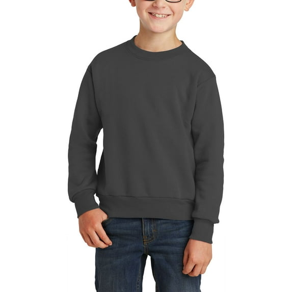 JustBlanks Youth Core Fleece Crewneck Long Sleeve Ribbed Collar Sweatshirt