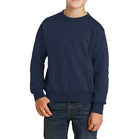 JustBlanks Youth Core Fleece Crewneck Long Sleeve Ribbed Collar Sweatshirt