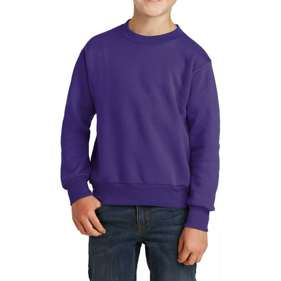 JustBlanks Youth Core Fleece Crewneck Long Sleeve Ribbed Collar Sweatshirt