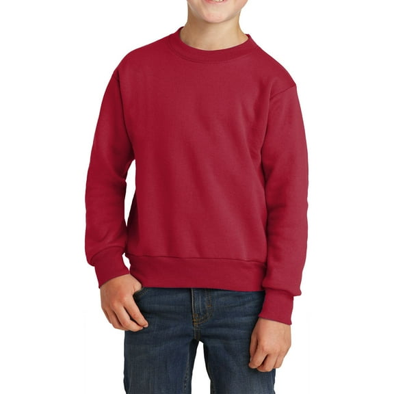 JustBlanks Youth Core Fleece Crewneck Long Sleeve Ribbed Collar Sweatshirt