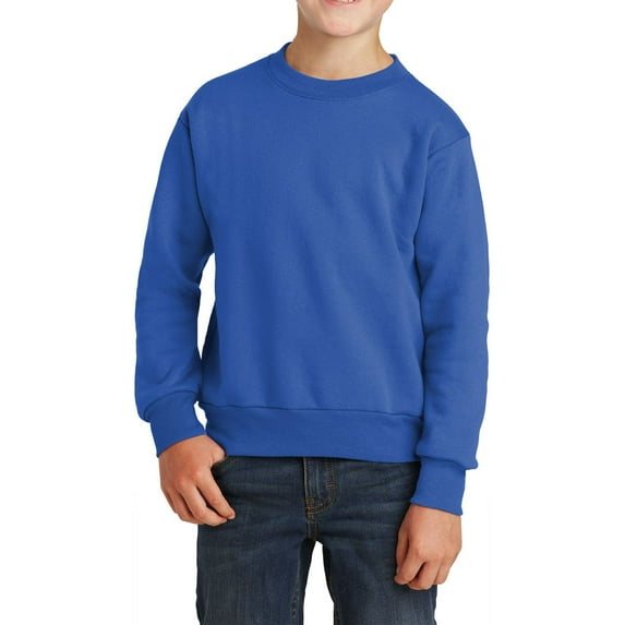 JustBlanks Youth Core Fleece Crewneck Long Sleeve Ribbed Collar Sweatshirt