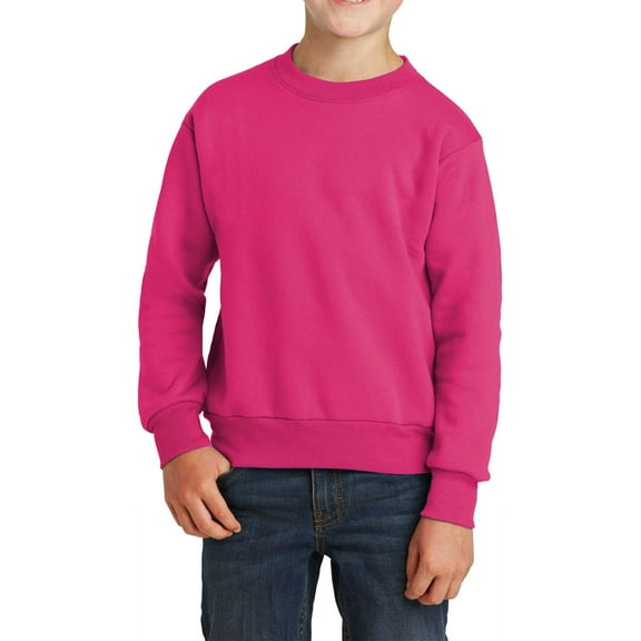 JustBlanks Youth Core Fleece Crewneck Long Sleeve Ribbed Collar Sweatshirt