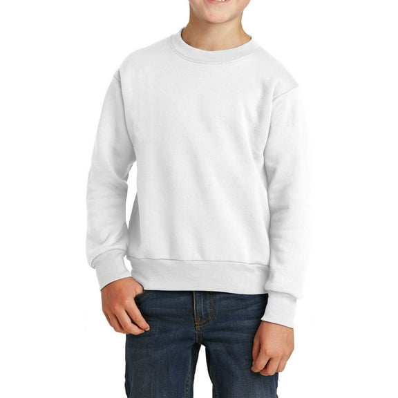 JustBlanks Youth Core Fleece Crewneck Long Sleeve Ribbed Collar Sweatshirt