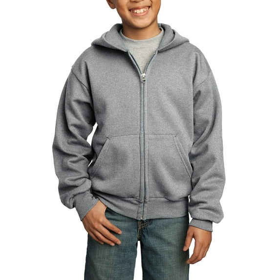 JustBlanks Youth Core Fleece Full Zip Hoodie Cotton Poly Blend Classic Neck Long Sleeves
