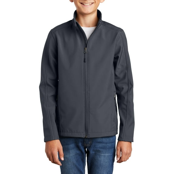 JustBlanks Youth Soft Shell Jacket Polyester Microfleece Lined Full Zip Water Resistant Wind Resistant Stand Collar