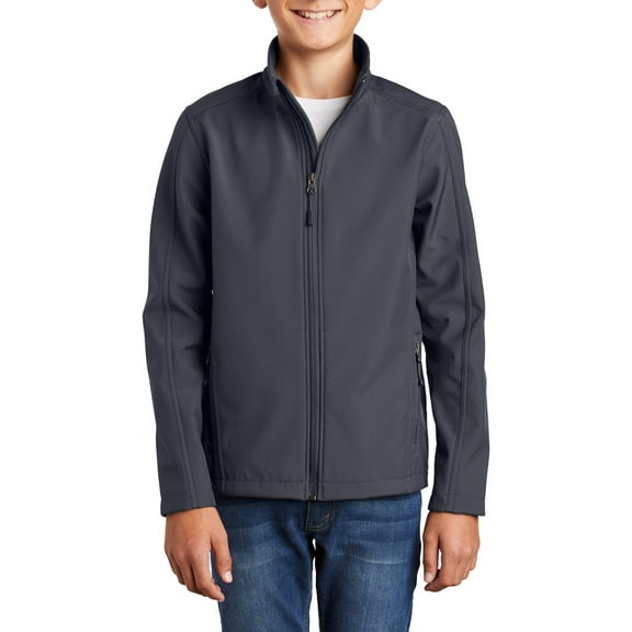 JustBlanks Youth Soft Shell Jacket Polyester Microfleece Lined Full Zip Water Resistant Wind Resistant Stand Collar