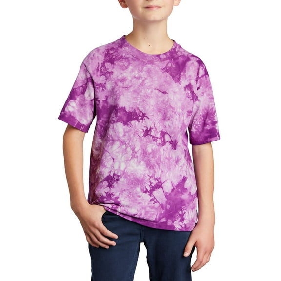 JustBlanks Youth Crystal Tie Dye 100 Cotton Rib Knit Collar Short Sleeves Vibrant Colors T Shirt