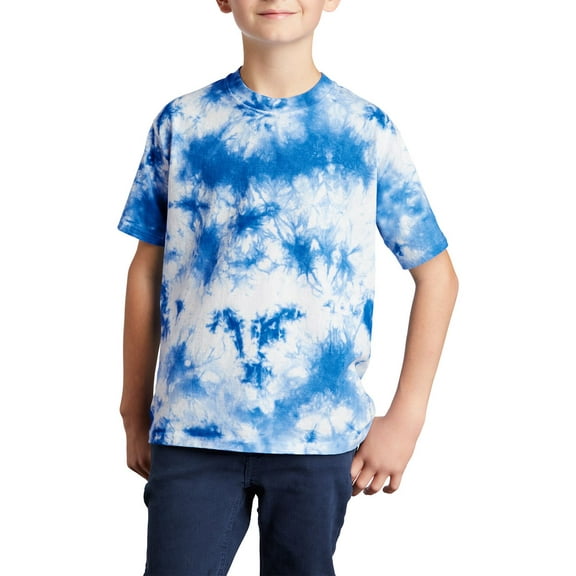 JustBlanks Youth Crystal Tie Dye 100 Cotton Rib Knit Collar Short Sleeves Vibrant Colors T Shirt