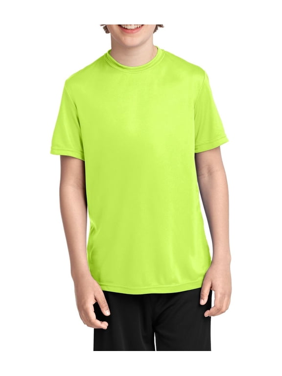 Youth Performance Moisture Wicking Polyester Crew Neck Short Sleeve Lightweight Activewear T Shirt