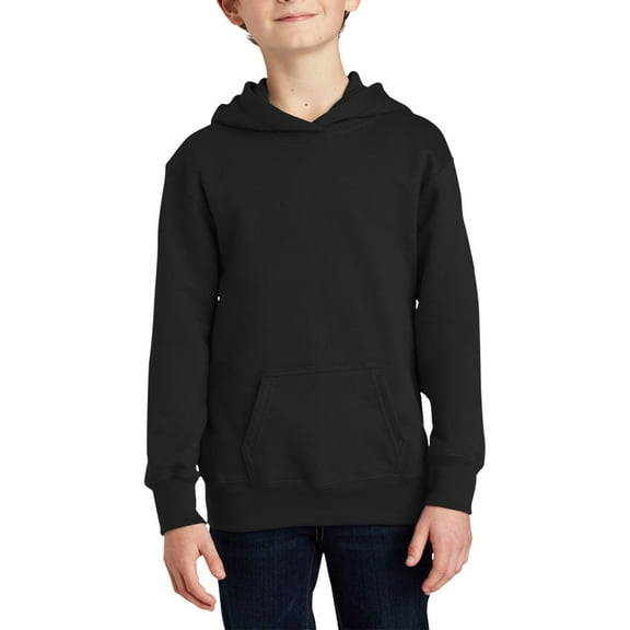 JustBlanks Youth Fleece Pullover Hoodie Soft Cotton Blend Front Pocket Long Sleeves No Drawcord Durable Neck Tape Multiple Colors