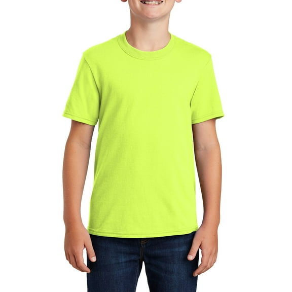 Just Blanks Youth Heavyweight T-Shirt – Soft, Durable Cotton Tee for Kids with Classic Fit, Safety Green, M