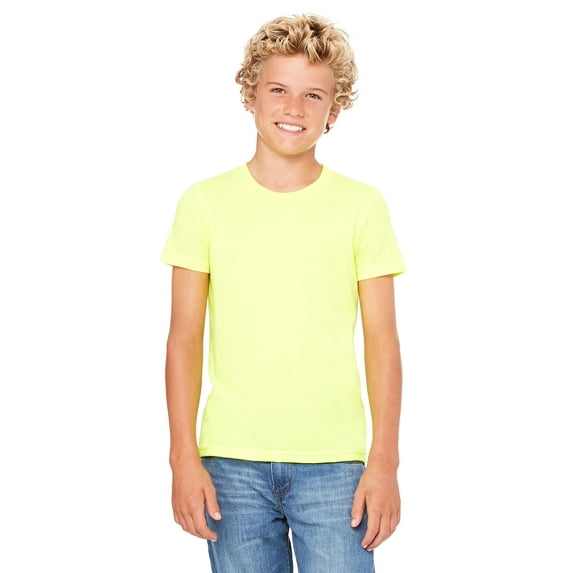 Just Blanks Youth Jersey Short Sleeve Tee Combines Comfort Style And Durability Making It An Excellent Choice For Active Kids, Neon Yellow, YXL