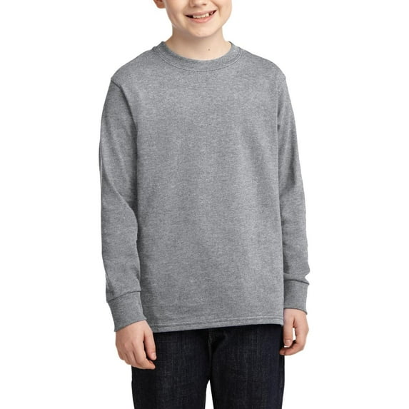 JustBlanks Youth Long Sleeve Core Cotton Rib Knit Crewneck Classic Fit T Shirt
