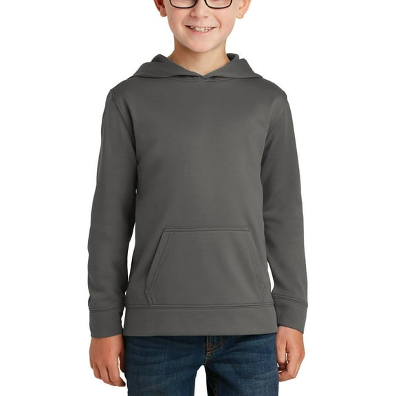 JustBlanks Youth Performance Pullover Hoodie 100 Polyester Fleece Moisture Wicking Front Pocket