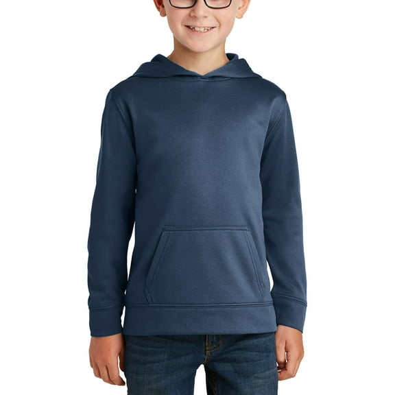 JustBlanks Youth Performance Pullover Hoodie 100 Polyester Fleece Moisture Wicking Front Pocket