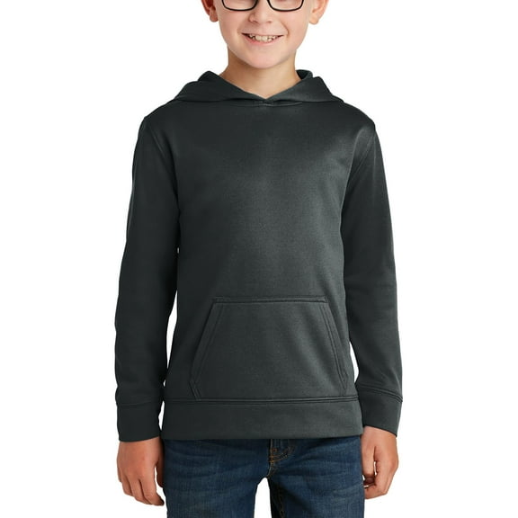 JustBlanks Youth Performance Pullover Hoodie 100 Polyester Fleece Moisture Wicking Front Pocket