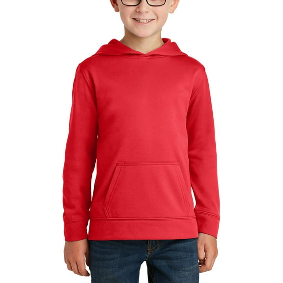 JustBlanks Youth Performance Pullover Hoodie 100 Polyester Fleece Moisture Wicking Front Pocket