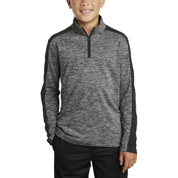 JustBlanks Youth Electric Heather Colorblock 1 4 Zip Pullover Polyester Performance Shirt