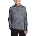 thumbnail image 1 of JustBlanks Youth Electric Heather Colorblock 1 4 Zip Pullover Polyester Performance Shirt, 1 of 1