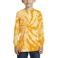 thumbnail image 1 of Just Blanks Youth Tie-Dye Long Sleeve Tee Weight Each Garment With Unique Color Rib Knit Cuffs, Gold, M, 1 of 1