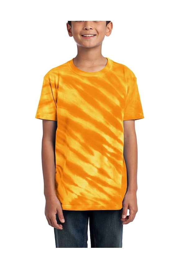 Youth Tiger Stripe Tie Dye 100 Cotton Crew Neck Short Sleeve T Shirt