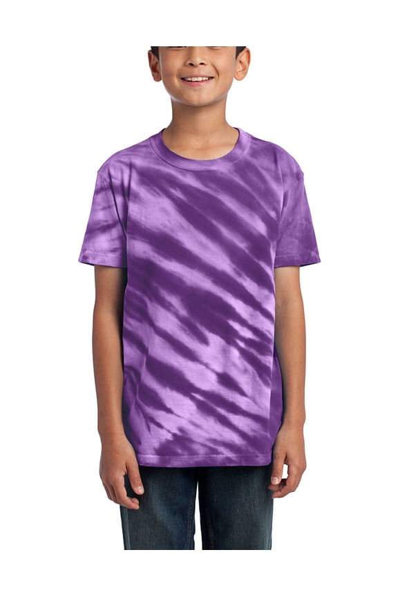 Youth Tiger Stripe Tie Dye 100 Cotton Crew Neck Short Sleeve T Shirt
