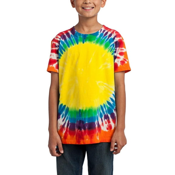 JustBlanks Youth 100 Cotton Window Tie Dye Short Sleeve Crewneck T Shirt