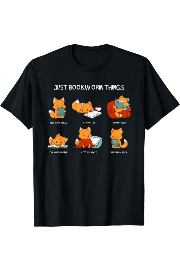 Just Bookworm Things Book Reading Books Reader Nerd Fox T-Shirt
