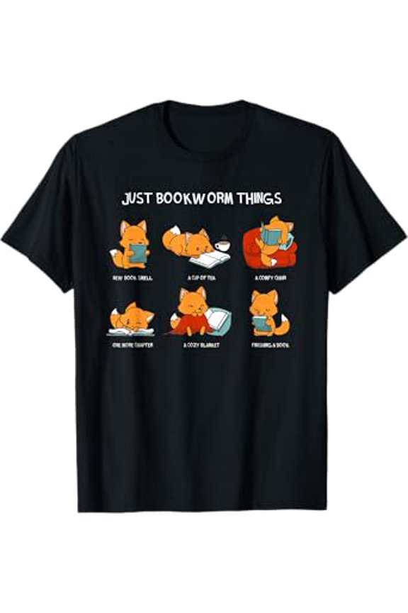 Just Bookworm Things Book Reading Books Reader Nerd Fox T-Shirt