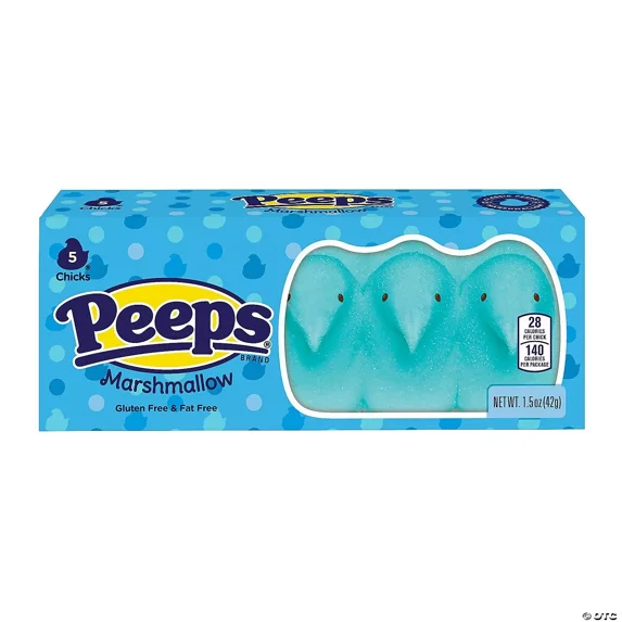Peeps Blue Marshmallow Chicks, Easter Candy, - 5 Count (1.5 Ounces)