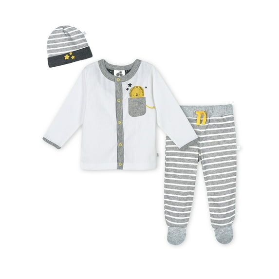 Just Born® Organic Baby Boy Cardigan, Pant, & Cap Set, 3-Piece