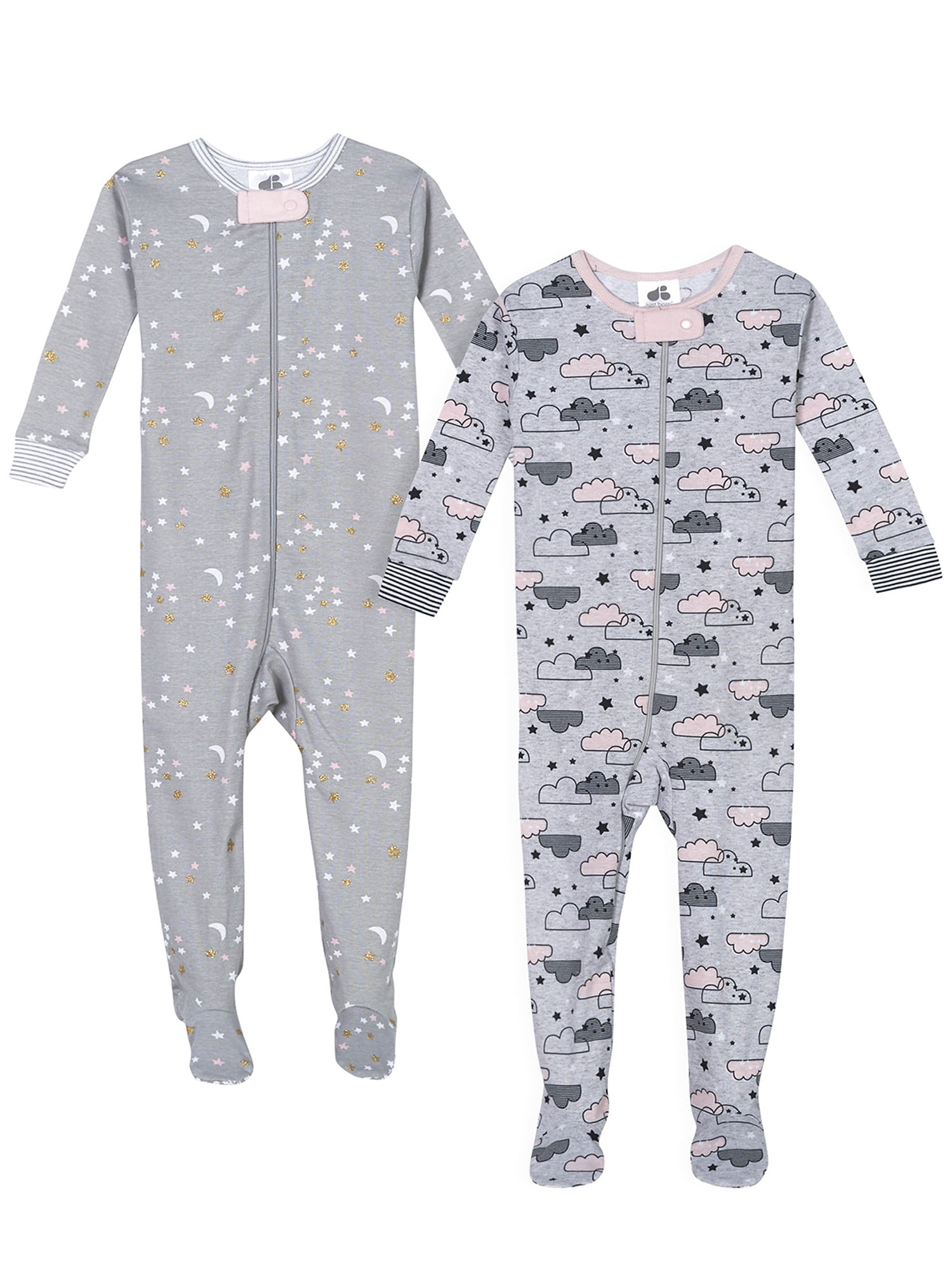 Just Born® Organic Baby Girls 1pc Snug Fit Footed Pajamas, 2Pack (12M
