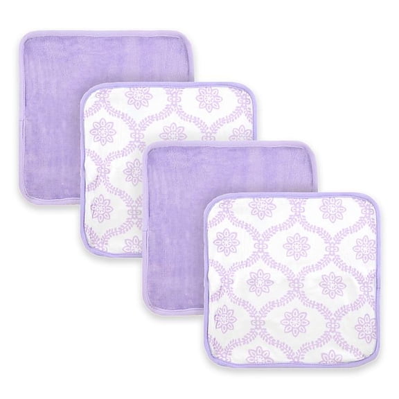 Just Born Trellis 4-Pack Washcloths in White/Lilac