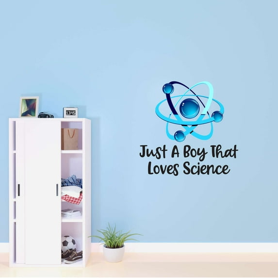 Just A Boy That Likes Science Atom Classroom Math Sciences Experiment Homework Reading Doctor Nurse RN Hospital Human Being Individual Soul Mortal Wall Decal Sticker - Size: 20 In X 20 In