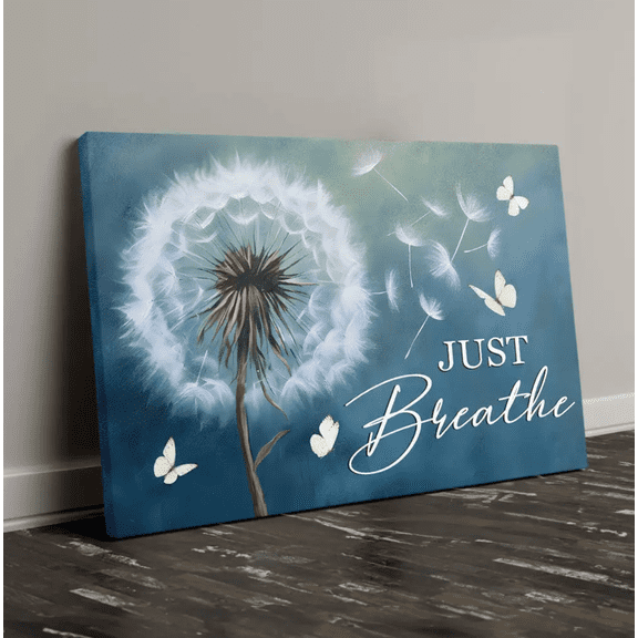 Just Breath Christian Canvas Wall Art Decor, Bible Verse Canvas Print Artwork, Inspirational Religious Home Decor for Office Living Room Bedroom, Christian Faith Gift Decor