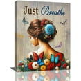 thumbnail image 1 of Just Breathe Butterfly Girl Wall Art Aesthetic Girls Room Decor Colorful Flying Butterfly female Woman Pictures Canvas Painting Artwork Decorations Framed for Bedroom Bathroon Office 12 x 16 inch, 1 of 6