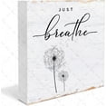 thumbnail image 1 of Just Breathe Dandelion Wooden Box Sign Table Decor Rustic Farmhouse Style Inspirational Quotes Wooden Block Plaque Box Sign for Bedroom Shelf Decor Office Desk Decor Square 5x5 In, 1 of 5