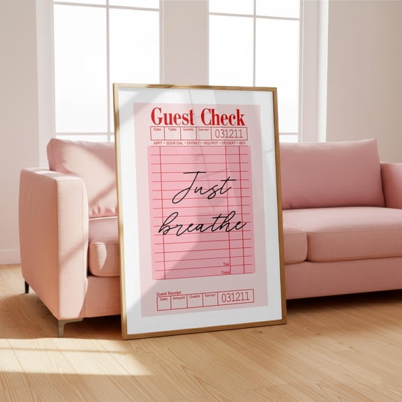 Just Breathe Diner Receipt Print | Retro Kitchen Wall Art Unframed Paper Print