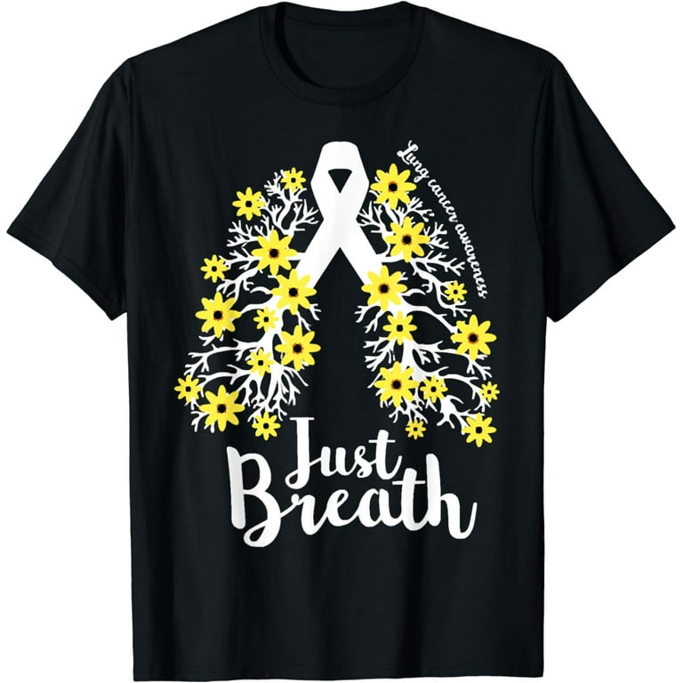 Lung Cancer Ribbon Shirts Sunflower Lung Cancer Awareness White Ribbon