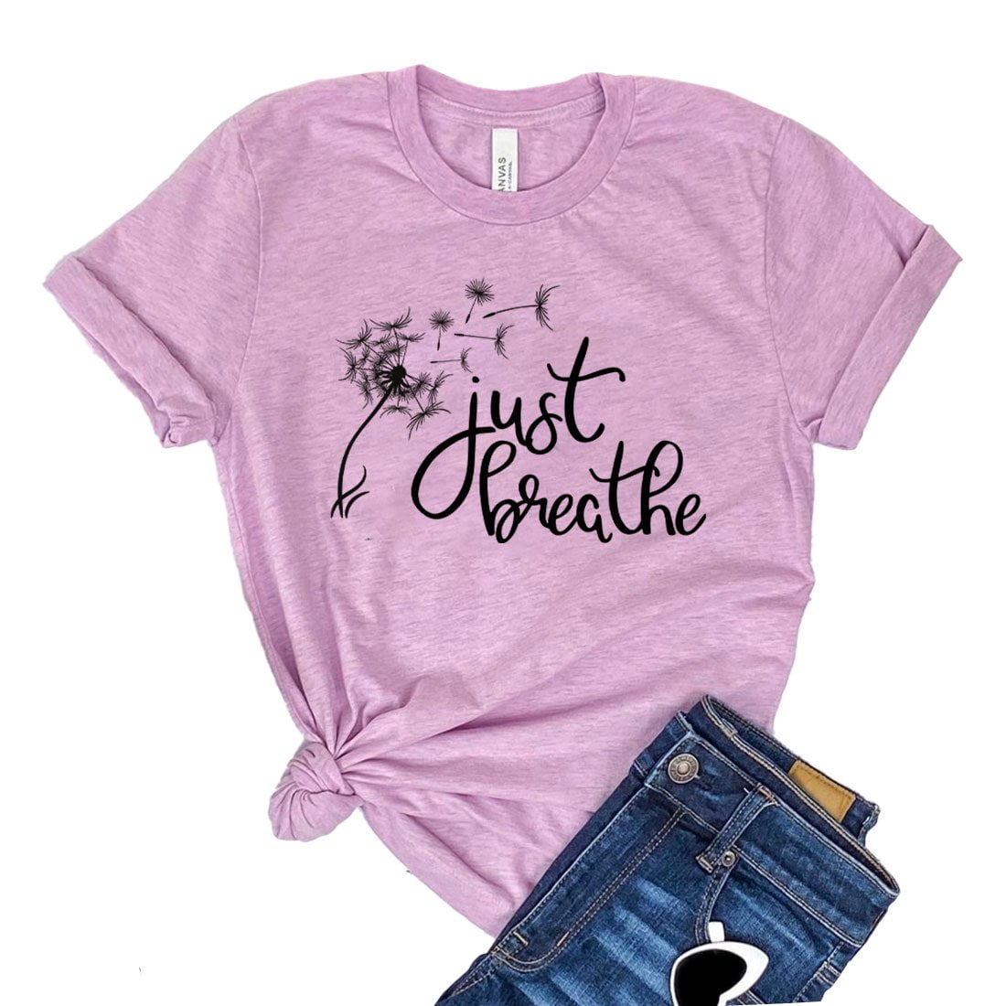 Just Breathe Shirt Motivational T-shirt Positive Quote Tee Meditation Gift  Yoga Shirts Women's Relaxing Tshirt 