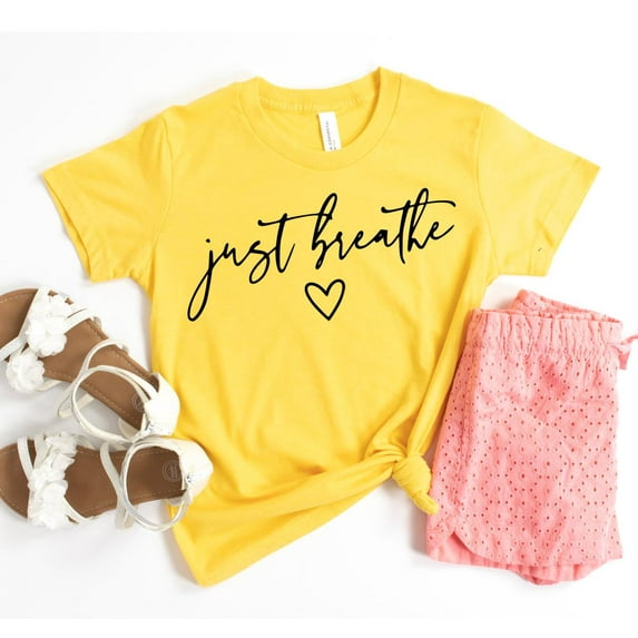 Just Breathe T-shirt Motivational Shirt Positive Yoga Tee Cute Women Summer Relax Meditation