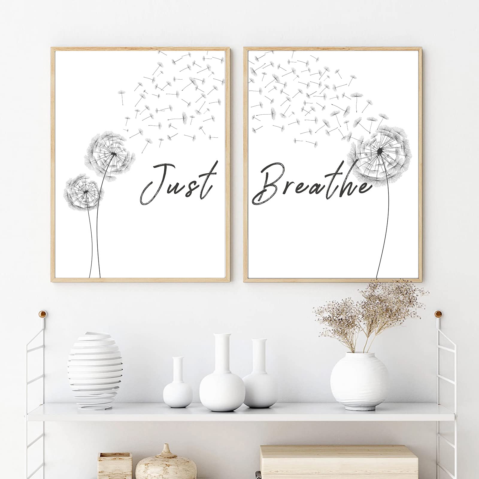 Just Breathe Wall AIF4 Canvas Dandelion Wall Inhale Exhale Wall