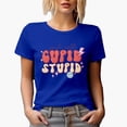thumbnail image 1 of Just Call Cupid, Stupid, 90s Retro Groovy Text Valentine's Day Gift, Royal Blue T-Shirt, Medium, 1 of 5